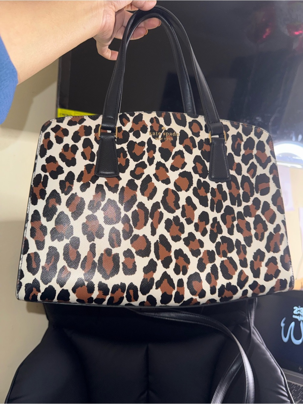 Kate Spade Leopard-Print Satchel with Black Handles